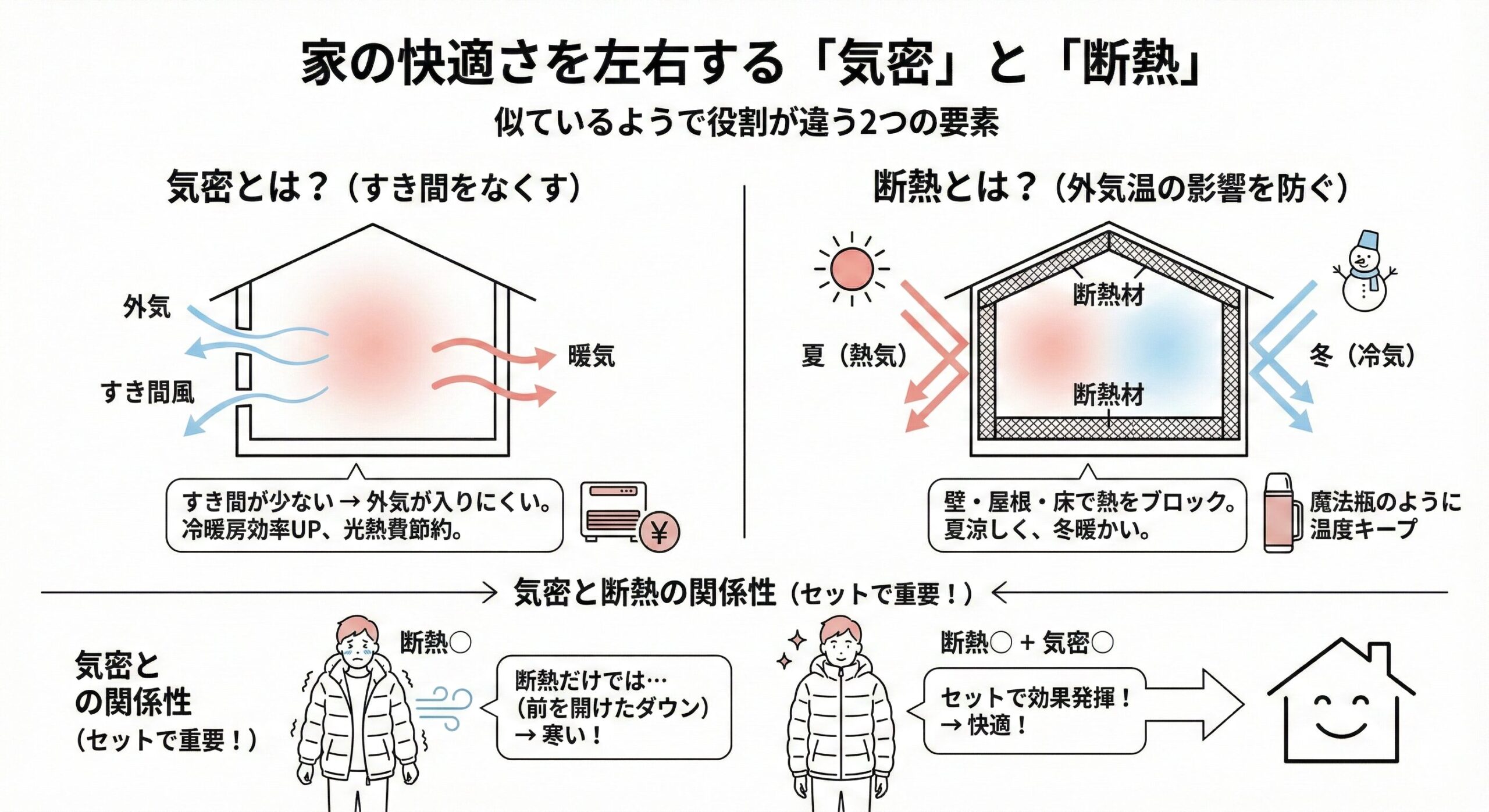 気密と断熱の解説図