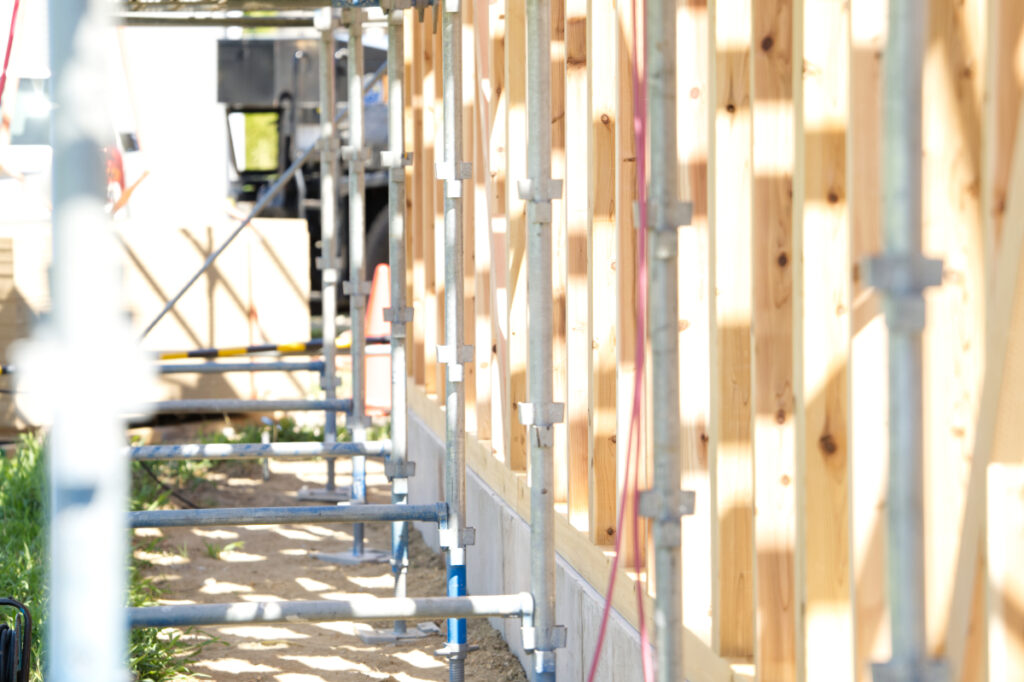 上棟式の現場の周り